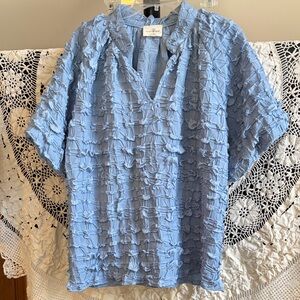 Umgee Blue Textured Women's Top Size Large